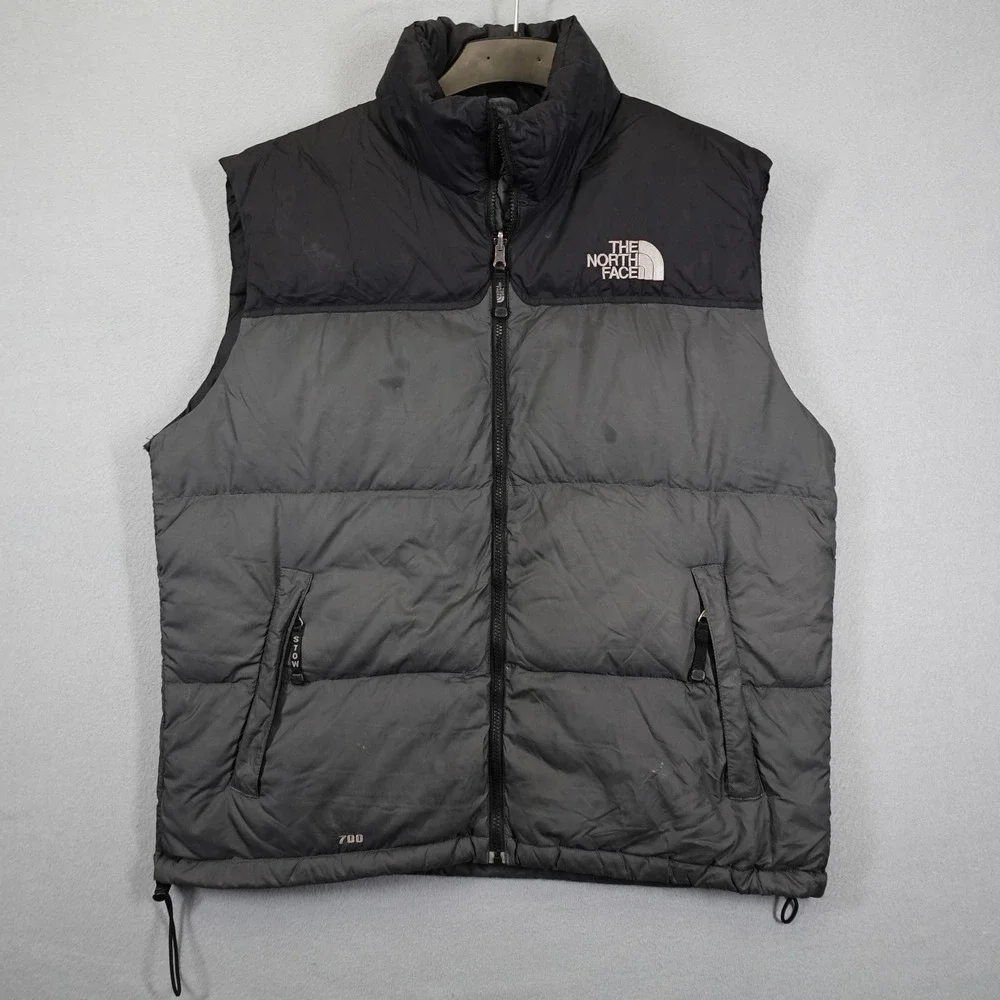 The North Face Puffer Vest Mens XL Gray Nuptse 700 Down Insulated Winter Vest